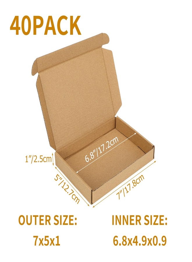 PHAREGE 7x5x1 Inch Shipping Boxes 40 Pack Brown, Tab Lock Tuck Top Mailer Boxes for Packaging Small Business, Cardboard Gift Boxes for Wrapping Mailing Present - Image 2