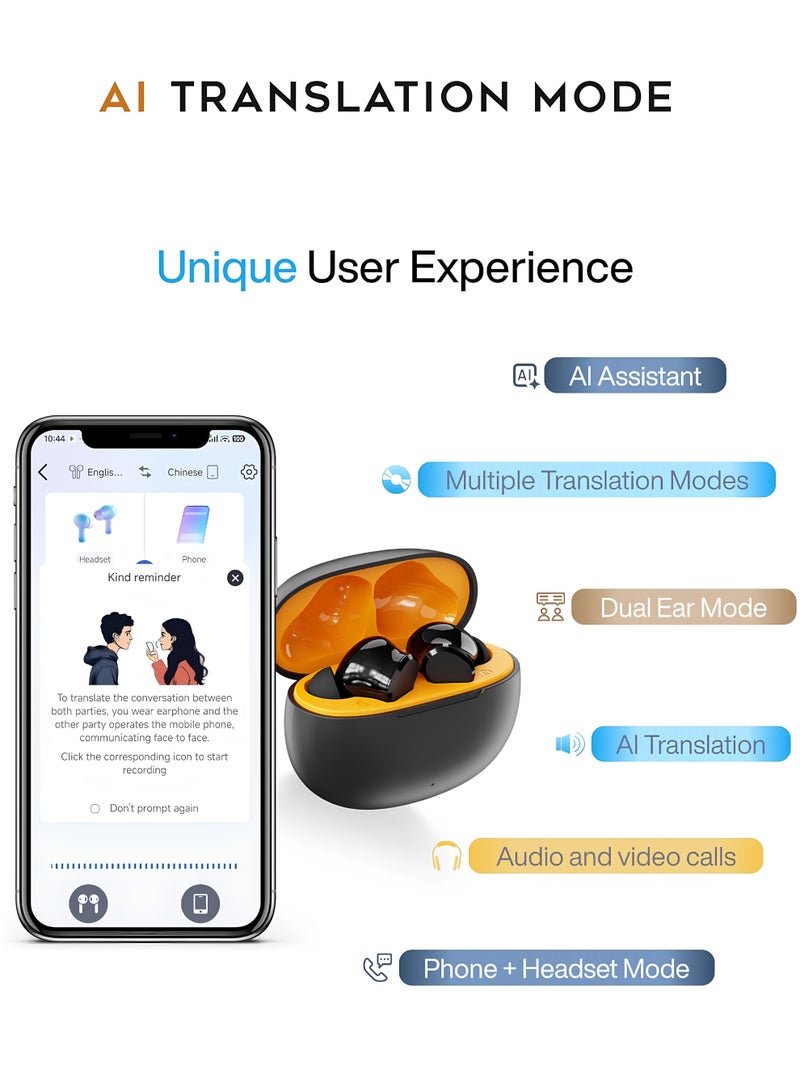 G-TAB X5 Pro AI Bluetooth 5.4 Wireless Earbuds with AI Noise Cancellation, Live Translation, 40H Playtime, Type-C Fast Charging, Touch Control, HiFi Stereo Bass, HD Mic, Low Latency, In-Ear TWS Earphones for Android & iPhone – Black - Image 5