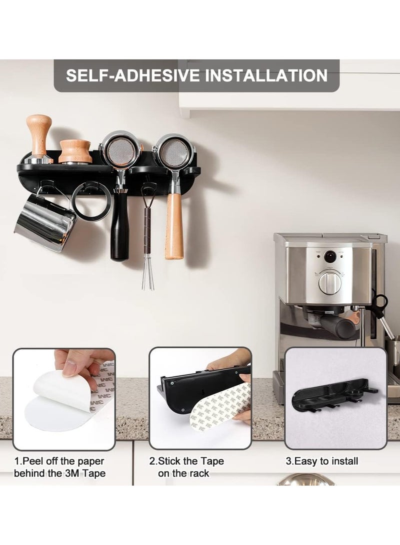 Zikra Coffee Tool Holder, Coffee Portafilter Holder Wall Mount, Space Saving Floating Wall Shelves Coffee Station Organizer, Multipurpose Espresso Tools Holder for Bar/Home/Office (51mm) - Image 3