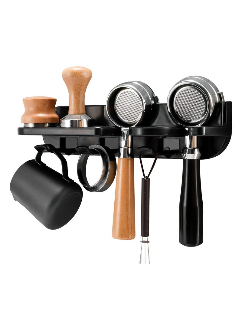 Zikra Coffee Tool Holder, Coffee Portafilter Holder Wall Mount, Space Saving Floating Wall Shelves Coffee Station Organizer, Multipurpose Espresso Tools Holder for Bar/Home/Office (51mm) - Image 1