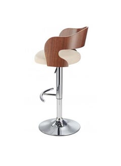 Woplek Brown&Beige Rotating Wooden Modern Stylish Luxury Comfort Bar Chair  - Image 2