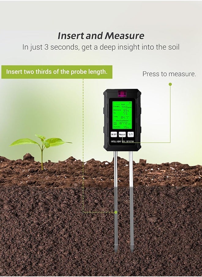 INKBIRD - Multifunctional Soil Meter Soil Detector Soil Monitor with LCD 6-in-1 Measures Soil Fertility/Moisture/Temperature/PH/Sunlight Intensity/Ambient Humidity Soil Tester for Indoor Outdoor Planting - Image 1