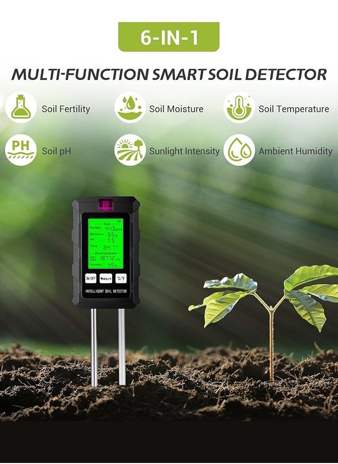 INKBIRD - Multifunctional Soil Meter Soil Detector Soil Monitor with LCD 6-in-1 Measures Soil Fertility/Moisture/Temperature/PH/Sunlight Intensity/Ambient Humidity Soil Tester for Indoor Outdoor Planting - Image 1