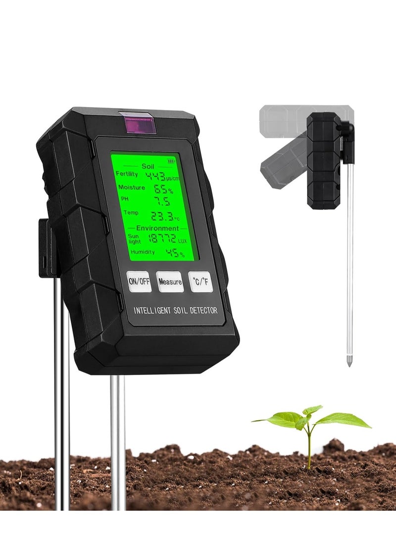 INKBIRD - Multifunctional Soil Meter Soil Detector Soil Monitor with LCD 6-in-1 Measures Soil Fertility/Moisture/Temperature/PH/Sunlight Intensity/Ambient Humidity Soil Tester for Indoor Outdoor Planting - Image 1