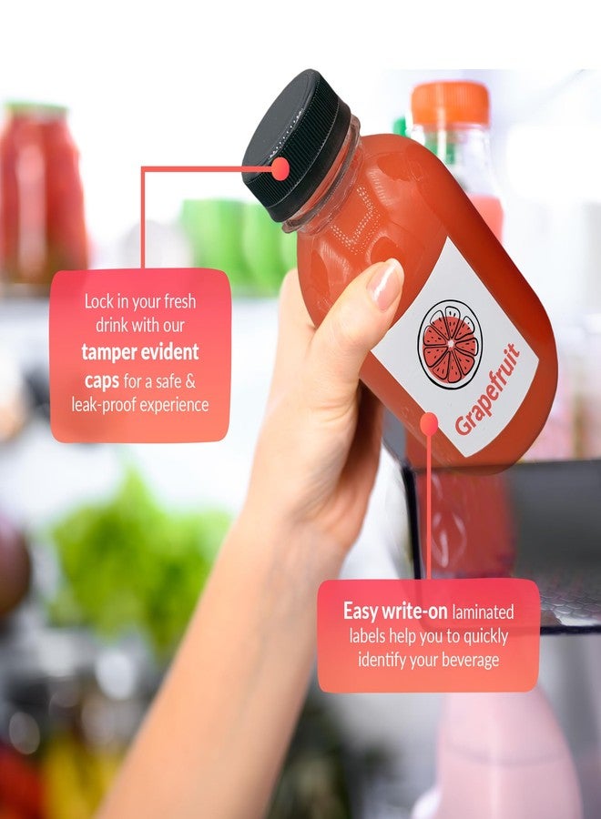 Reli. Plastic Juice Bottles [30 Pack Bulk, 12 oz] Round Plastic Juice Bottles with Caps & Sticker Labels | Clear, Empty for Juicing 12oz | Disposable, Reusable Containers for Juicing, Smoothies - Image 4