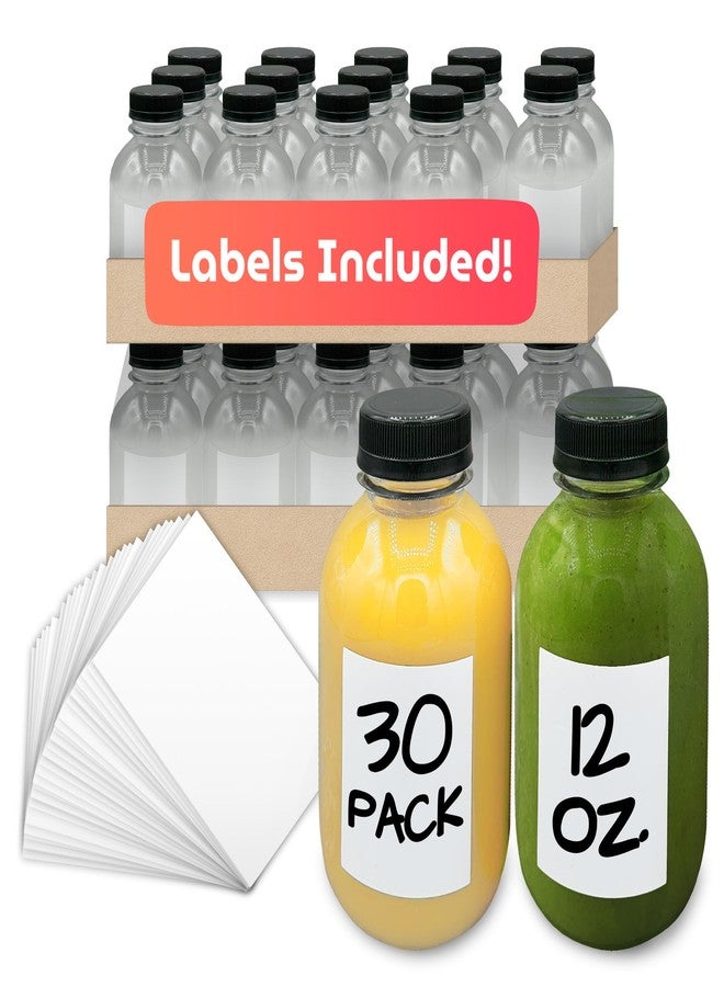 Reli. Plastic Juice Bottles [30 Pack Bulk, 12 oz] Round Plastic Juice Bottles with Caps & Sticker Labels | Clear, Empty for Juicing 12oz | Disposable, Reusable Containers for Juicing, Smoothies - Image 1