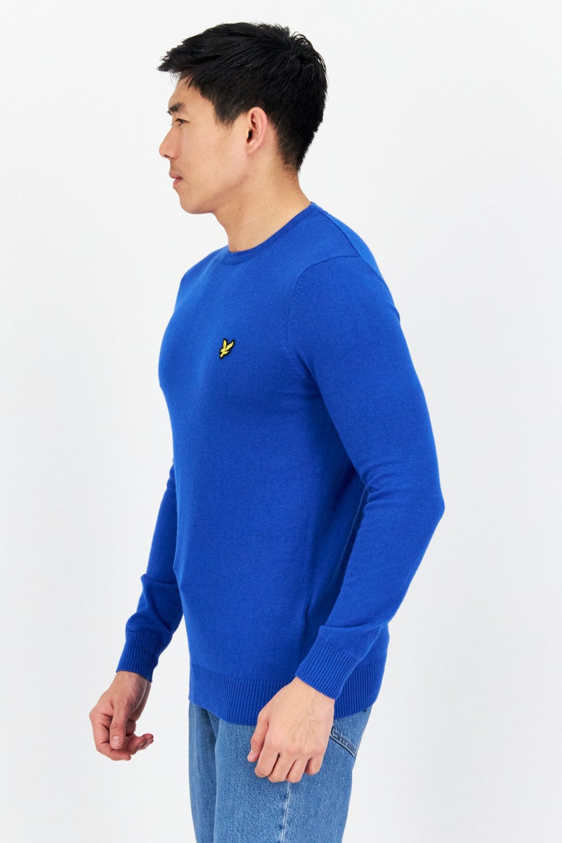 Lyle & Scott Men Round Neck Long Sleeve Knitted Sweater, Blue - Image 3