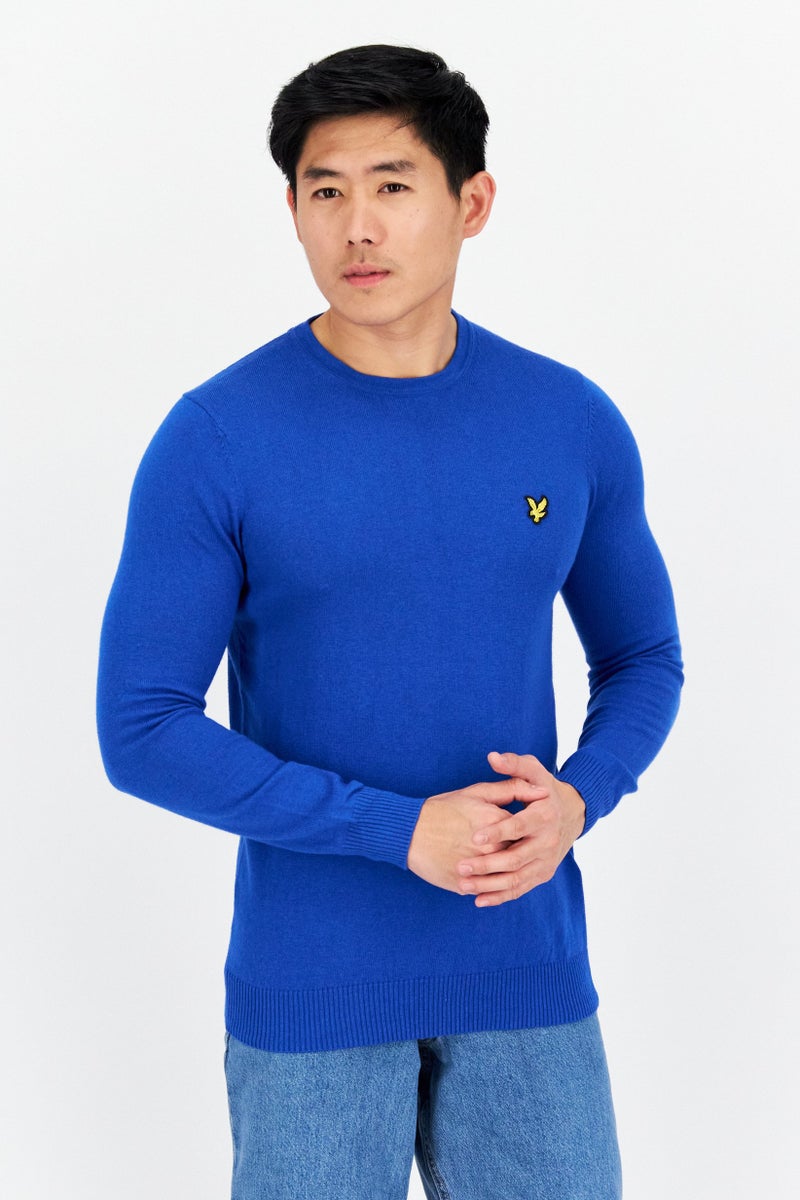 Lyle & Scott Men Round Neck Long Sleeve Knitted Sweater, Blue - Image 1