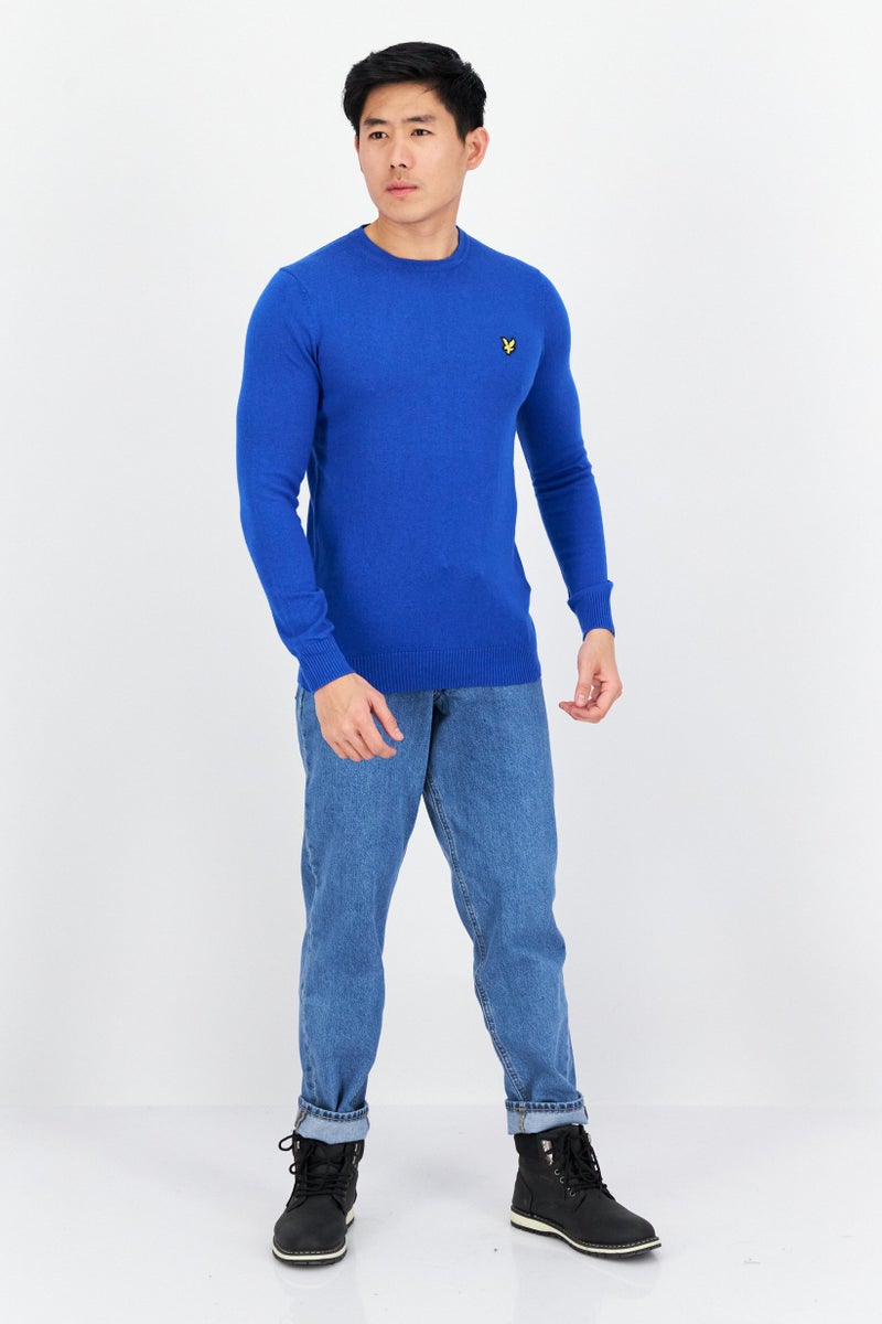 Lyle & Scott Men Round Neck Long Sleeve Knitted Sweater, Blue - Image 4