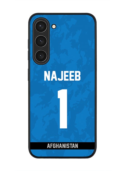 Rugged Black Edge Case for Samsung Galaxy S23+ 5G, Slim fit Soft Case Flexible thin Cover - Player Name - Najibullah Zadran, Jersey Number- 1