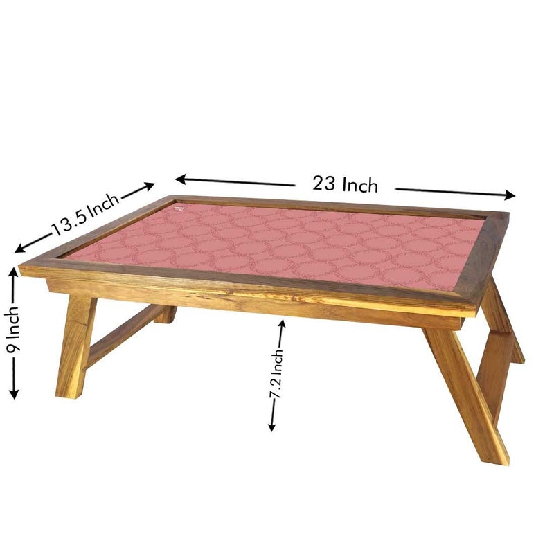Nutcase Folding Laptop Table for Home Bed Lapdesk Breakfast Table Foldable Teak Wooden Study Desk Peach Pattern Circle - Image 2