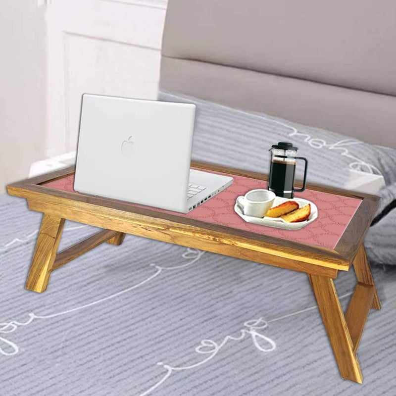 Nutcase Folding Laptop Table for Home Bed Lapdesk Breakfast Table Foldable Teak Wooden Study Desk Peach Pattern Circle - Image 5