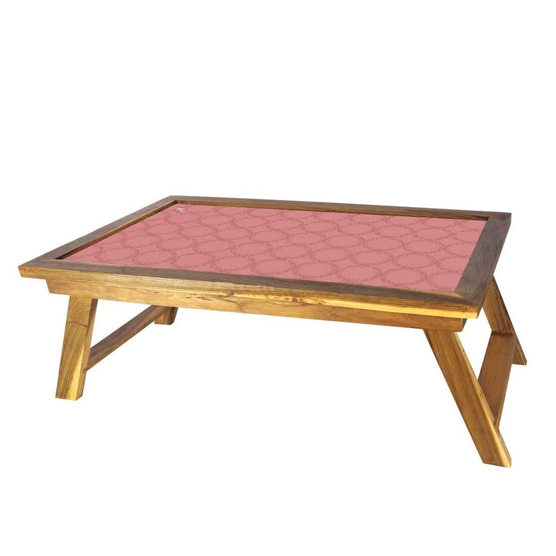 Nutcase Folding Laptop Table for Home Bed Lapdesk Breakfast Table Foldable Teak Wooden Study Desk Peach Pattern Circle - Image 4