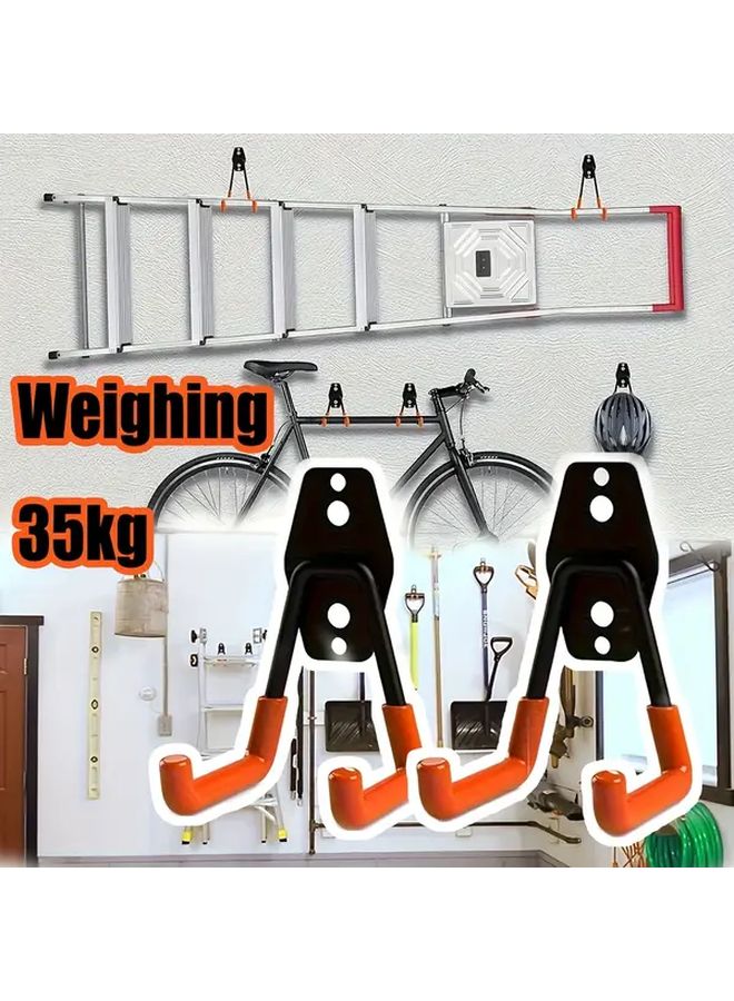 4 Pcs Heavy Duty Metal Tool Hooks Wall Mounted Garage Organizer For Ladder Bicycle - Image 5