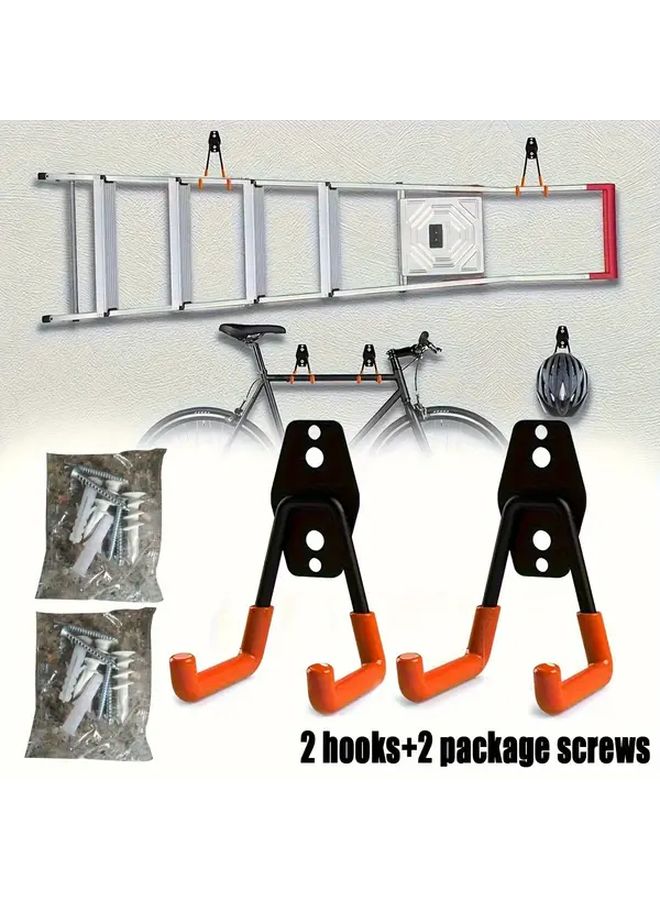 4 Pcs Heavy Duty Metal Tool Hooks Wall Mounted Garage Organizer For Ladder Bicycle - Image 1