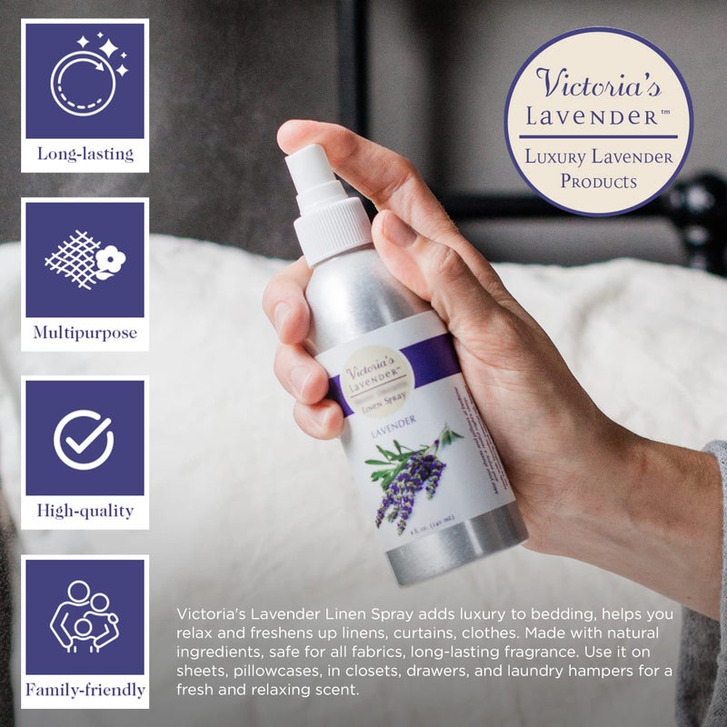 Victoria's Lavender Victoria's Lavender Aromatherapy Pillow and Linen Spray - Soothing Lavender Essential Oil Mist, Bed Spray for Ultimate Aromatherapy Experience, Lavender Linen Spray for Pillow - (8 oz Sizes)  - Image 2