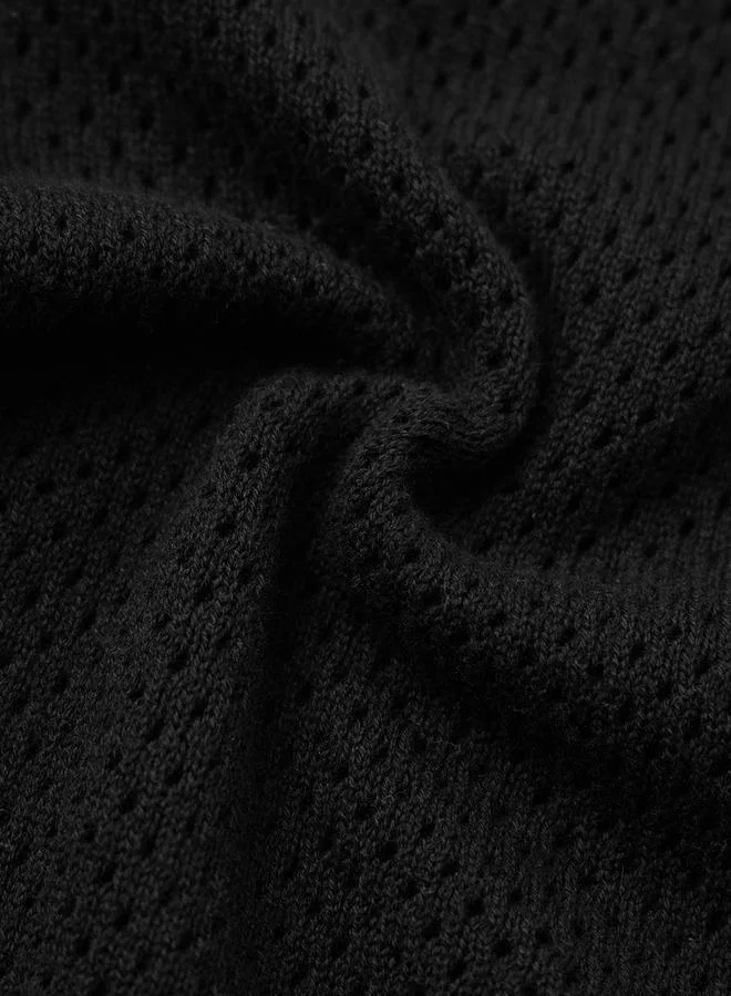 The Souled Store  Black Oversized Open Knit Shirt with Short Sleeves for Women | Best Price UAE