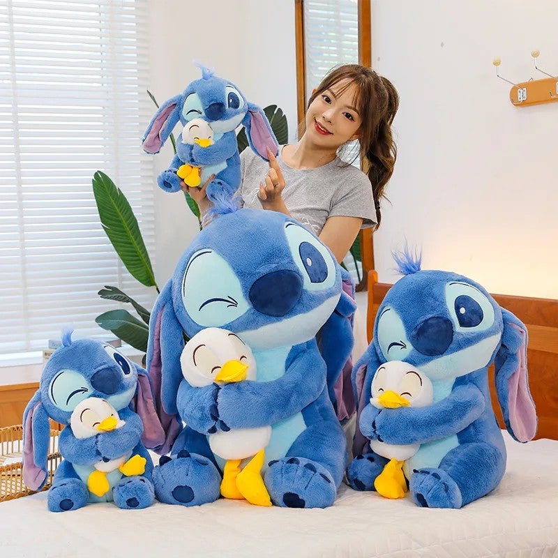 Bluejw New Design Kawaii Lilo & Stitch Plush Toy – Cute Stuffed Animal Doll of Stitch Holding a Duck, Soft Anime Cartoon Figure Gift for Kids - Image 2