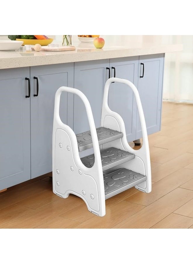 CCOVERY Toddler Step Stool for Bathroom Sink,Adjustable 3 Step Stool for Kids,Kitchen Standing Tower,Children Learning Helper Stool with Safety Handles and Non-Slip Pads,White  - Image 5