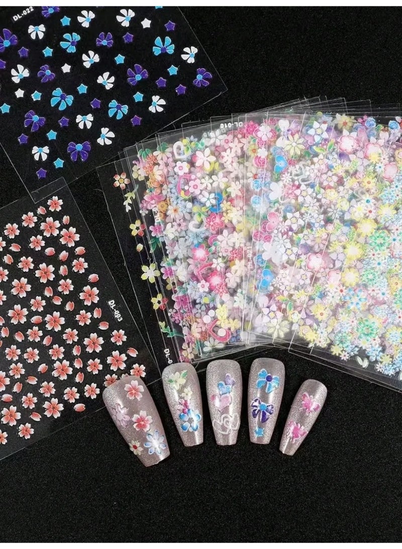 ملصقات اظافر بتصميم ازهار متعدده تضيف لمسه مميزه وأنيقه لتصميم الأظافر اليومي أو المناسبات - Image 4