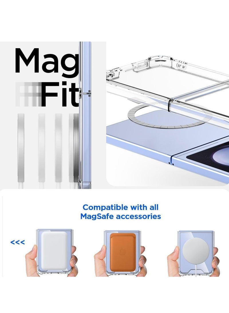 MIGOFAST Magnetic Clear Case for Samsung Galaxy Z Flip 5 5g Support Magsafe and Wireless Charger, Transparent Shockproof and Drop-Proof Hard PC Phone Cover for Galaxy z flip 5 - Image 2