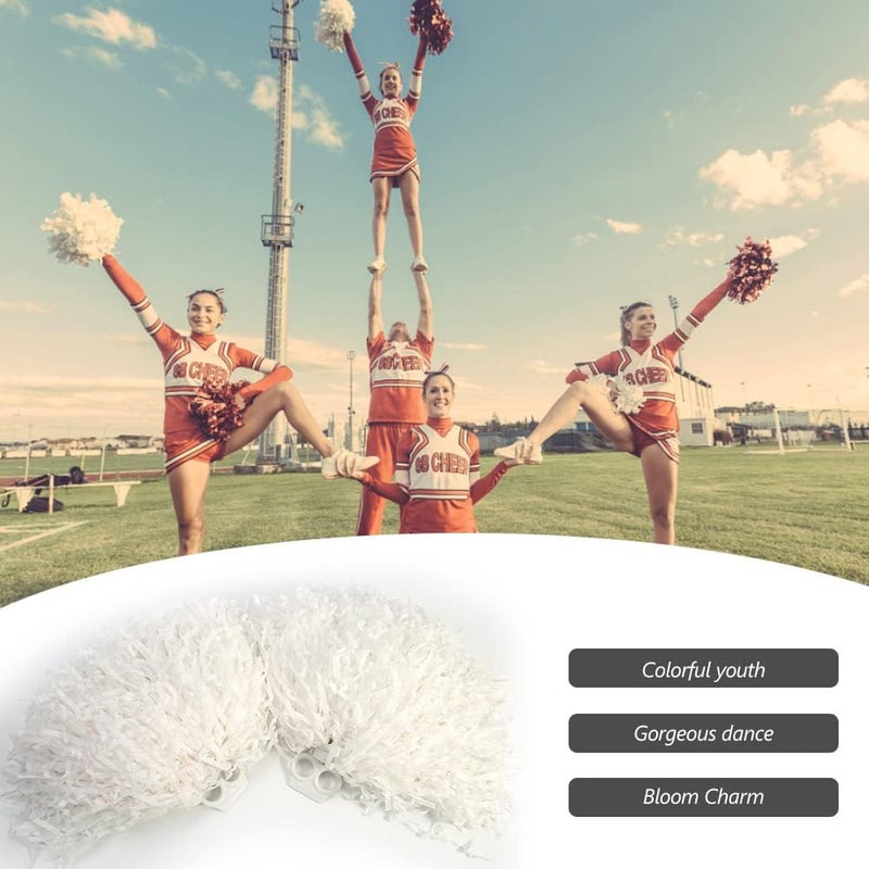 comfrt 2 Pcs Cheerleader Pom Poms Cheerleading Sport Party Dance Accessories, 8 Colors to Choose - Image 4