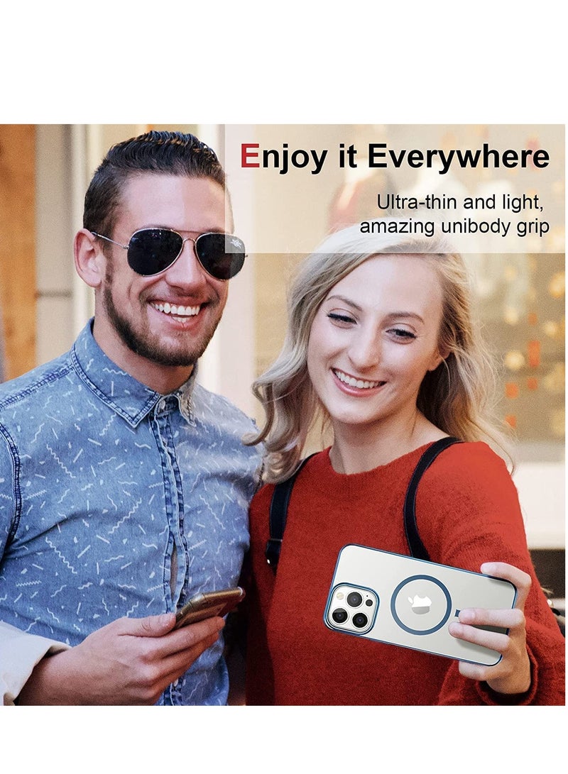 ELTRAZONE Built-in Magnet Clear Case for iPhone 14 Plus, Compatible with Mag-safe Accessories, Slim Thin PC Durable Case Support Wireless Char-ging (iPhone 14 Plus, Navy Blue) - Image 5