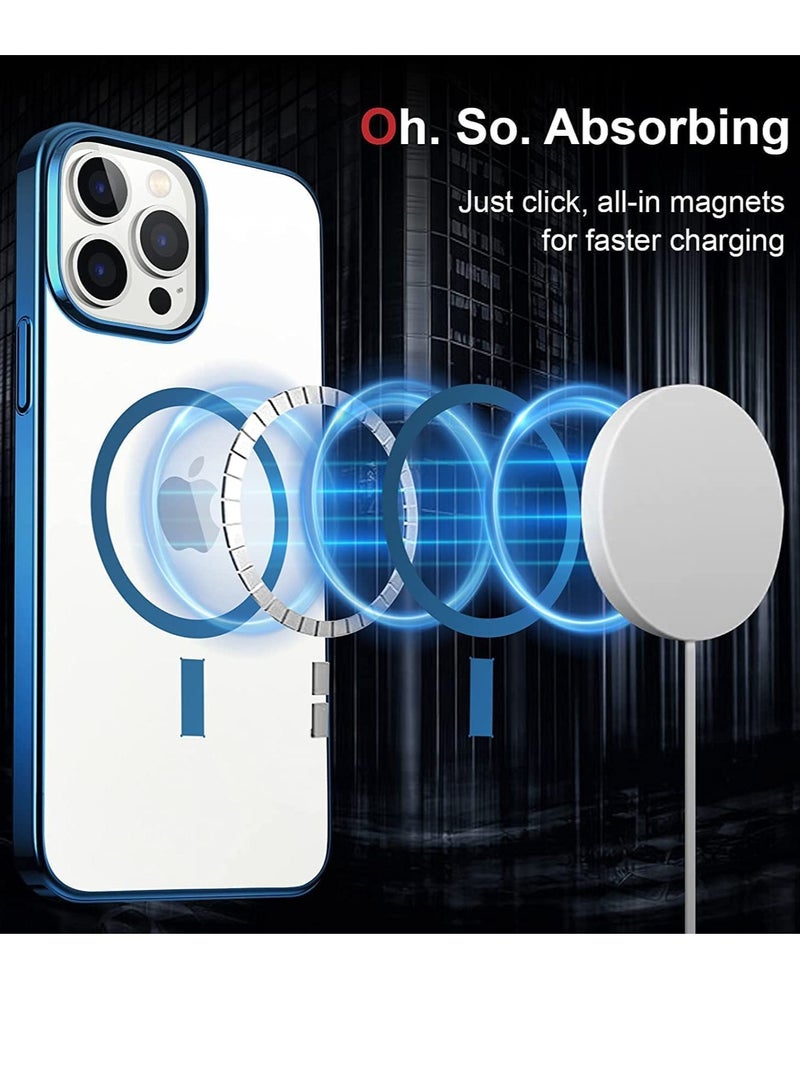 ELTRAZONE Built-in Magnet Clear Case for iPhone 14 Plus, Compatible with Mag-safe Accessories, Slim Thin PC Durable Case Support Wireless Char-ging (iPhone 14 Plus, Navy Blue) - Image 3