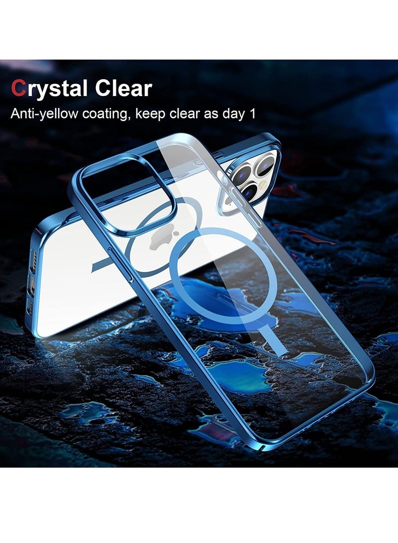 ELTRAZONE Built-in Magnet Clear Case for iPhone 14 Plus, Compatible with Mag-safe Accessories, Slim Thin PC Durable Case Support Wireless Char-ging (iPhone 14 Plus, Navy Blue) - Image 2