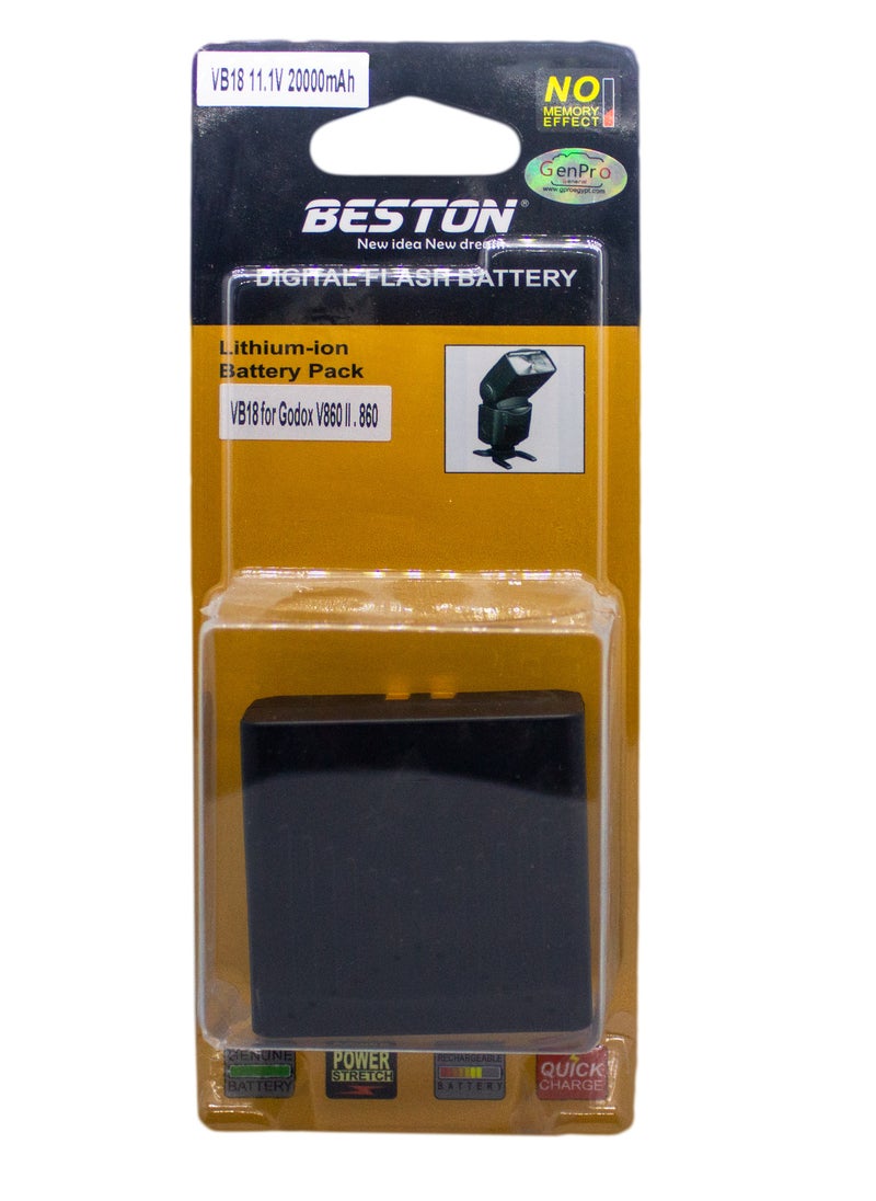 بيستون - بطارية بيستون VB-18 لفلاش Godox V850II V860II Speedlite (2000 مللي أمبير ، 11.1 فولت) - Image 1