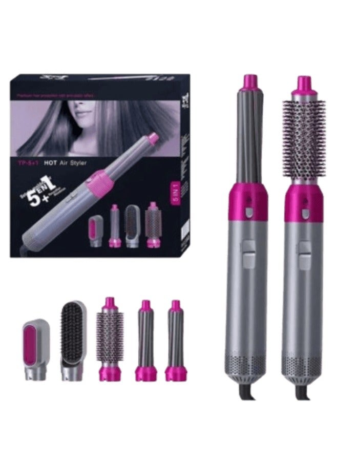 Generic 5 in 1 Hair Styler, Hot Air Brush, Hair Dryer Brush, Hair Curler, Air Styler, Hair Dryer Set - Perfect for Volumizing, Straightening, and Curling at Home (Grey & Purple)  - Image 1