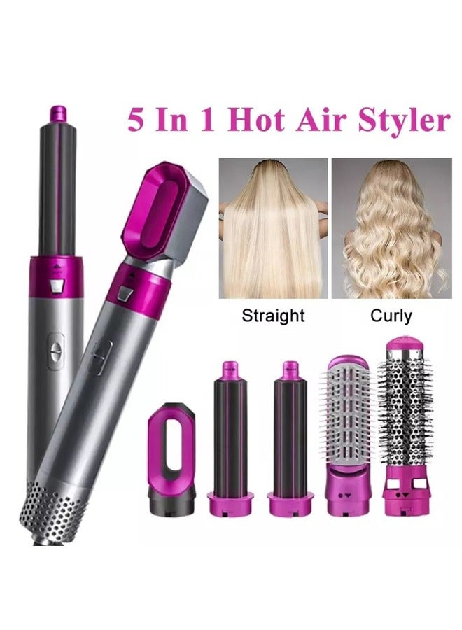 Generic 5 in 1 Hair Styler, Hot Air Brush, Hair Dryer Brush, Hair Curler, Air Styler, Hair Dryer Set - Perfect for Volumizing, Straightening, and Curling at Home (Grey & Purple)  - Image 3