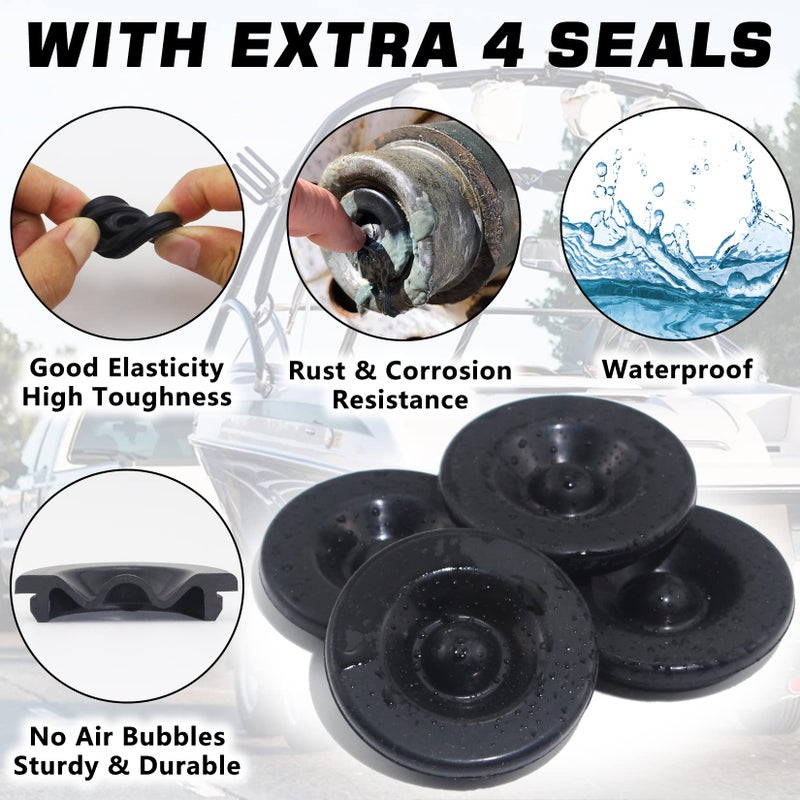 GREPSPUD 4pcs 1.98'' Trailer Hub Dust Caps, Trailer Spindle Bearing Dust Cap Cup Grease Cover Caps & Extra Rubber Plugs for 2000 to 3500 lb Boat Trailer Dexter EZ Lube Trailer Camper RV Axle - Image 2