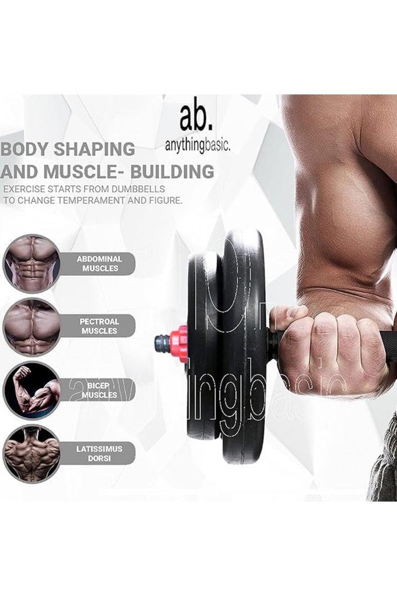 anythingbasic. Adjustable PVC Dumbbell Set of 12Kg |Material : Plastic, Sand and Cement | Fitness Kit for Men and Women - Image 2