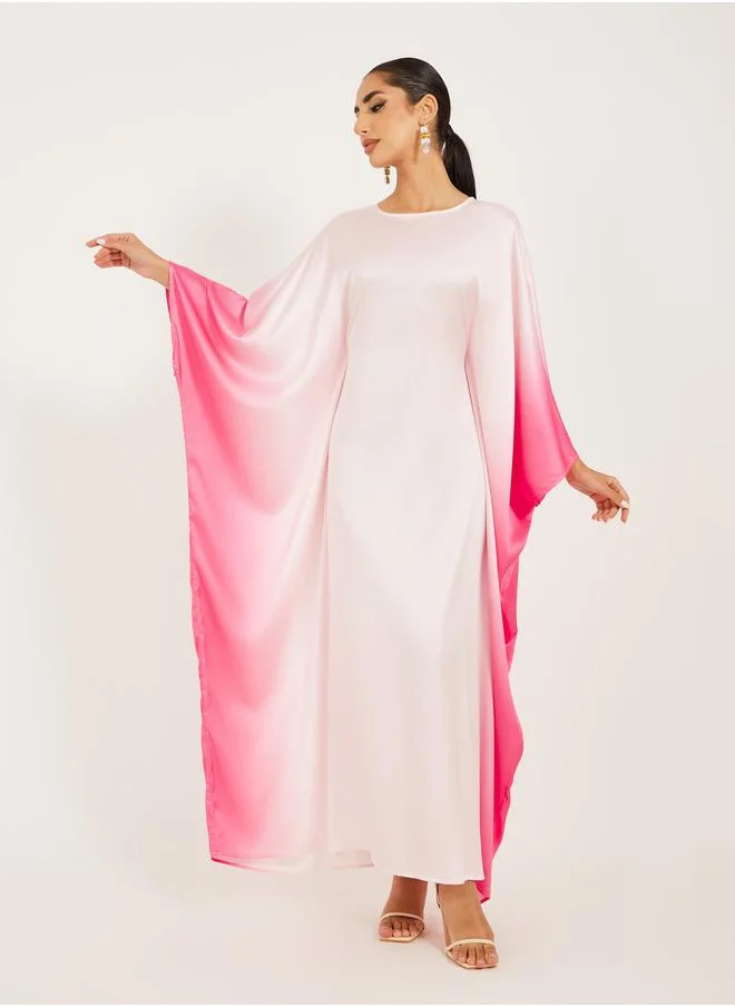 ستايلي ombre print satin fabric loose fit kaftan