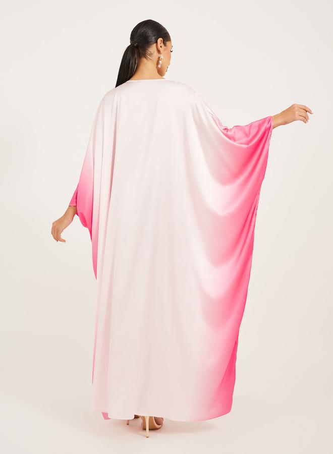 Styli كفتان فضفاض من قماش ساتان بطباعة أومبري - Image 5