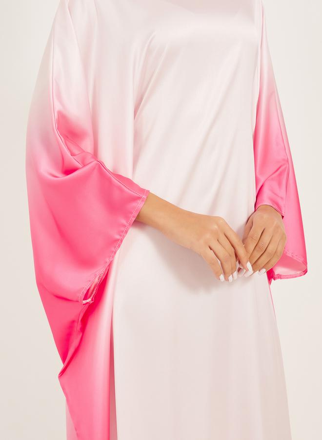 Styli كفتان فضفاض من قماش ساتان بطباعة أومبري - Image 4