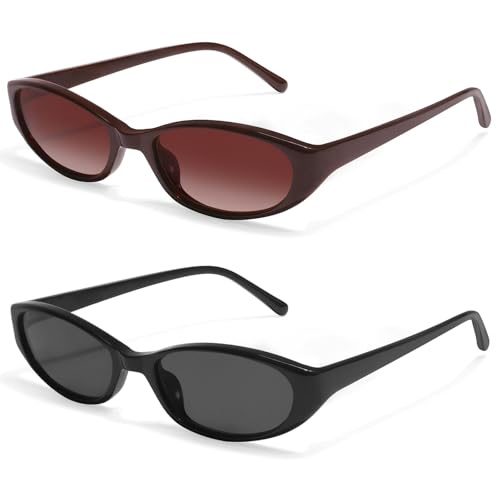 GUVIVI Retro Oval Sunglasses for Women 2026 90s Small Chic Cat Eye Sun Glasses Sunnies Lightweight Shades - Image 1