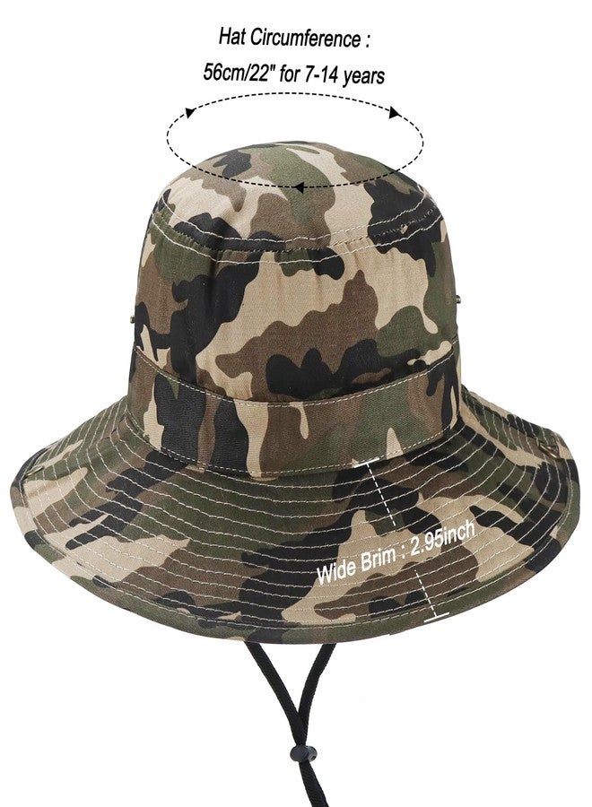 CaySep Kids-Boys-Summer-Outdoor-Camo-Fishing-Sun-Hat - UV-Protection-Bucket-Boonie-Hat for Hiking Beach 7-14 Years - Image 3
