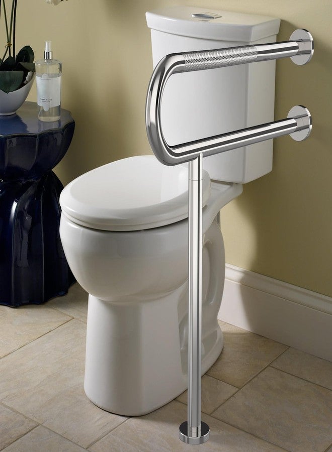 YuanDe Toilet Grab Bar 31.3 Inch with Leg, YuanDe Chrome Anti-Slip Toilet Handrail, Wall & Floor Mounted Stainless Steel Grab Bar, Knurled Handicap Support Rail for Elderly, Disabled, Pregnant - Image 3