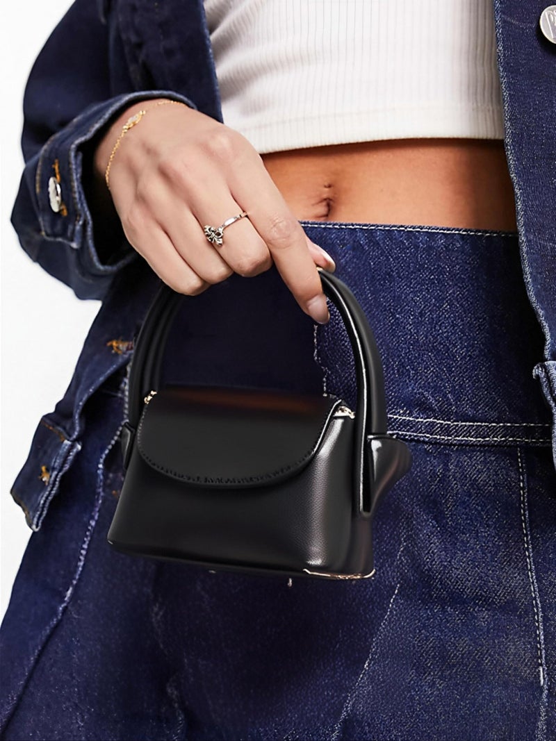 Ayliss Women Mini Purse Bag Mini Top Handle Clutch Crossbody Handbag Coin Cute Purse Lipstick Bag Y2K Accessories Gift (Black) - Image 2