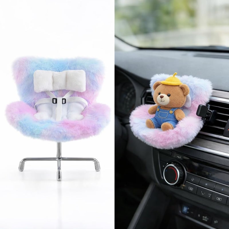 Ezcora Accessories for 1017cm Dolls Doll Car Seat with Clip onto Car Air Vent Includes Seat Leg for Desktop Display Cotton Candy Sky Ombre - Image 3