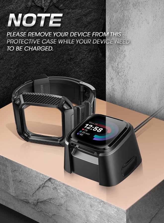 سوبكيس سوار ساعة SUPCASE [سلسلة Unicorn Beetle Pro] لساعات Fitbit Versa 4 / Fitbit Versa 3 / Fitbit Sense 2/1، سوار معصم بديل واقٍ - أسود - Image 4