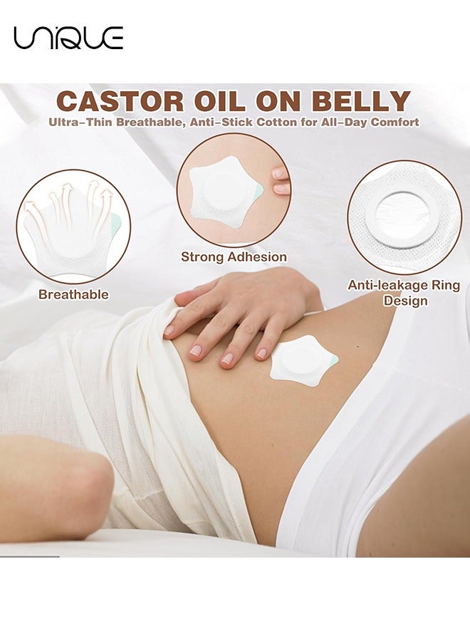 Unique 10Pcs Disposable Castor Oil Packs,Castor Oil Patches for Belly Button,Self-Adhesive Castor Oil Pack Wrap Spunlace Cloth,Castor Oil Wrap Pads Castor Oil Compress Water and Oil Proof (Oil Not Included)  - Image 4