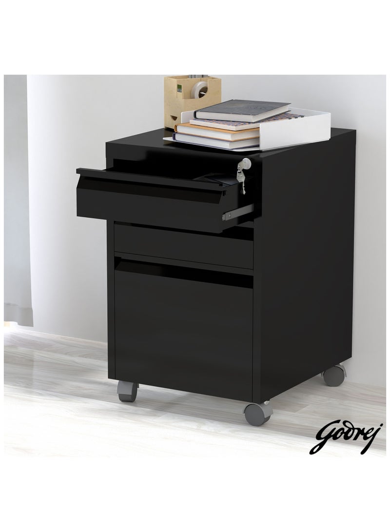 Godrej 3 Drawer Black Mobile Storage Unit for Office and Home Organization - Image 3