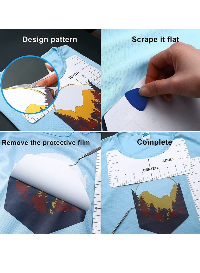 كابتن تيك heat transfer tools Vinyl Tools with T-Shirt Ruler Guide Craft Tools Set for DIY Heat Transfer Printing Vinyl Silhouettes Scrapbooking Lettering Cutting Splicing 33pcs - Image 4