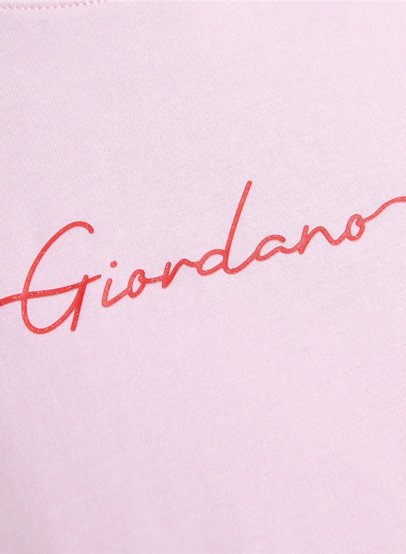 GIORDANO  Women’s Comfort Fit Cotton Signature Print Tee for Women | Best Price UAE