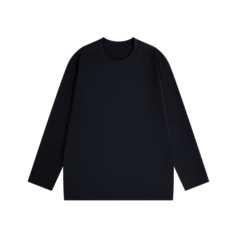 Mens Solid 230g Long Sleeve Tee Autumn Winter New White Loose Fit Crew Neck Shirt 230g-lotus purple  - Image 4