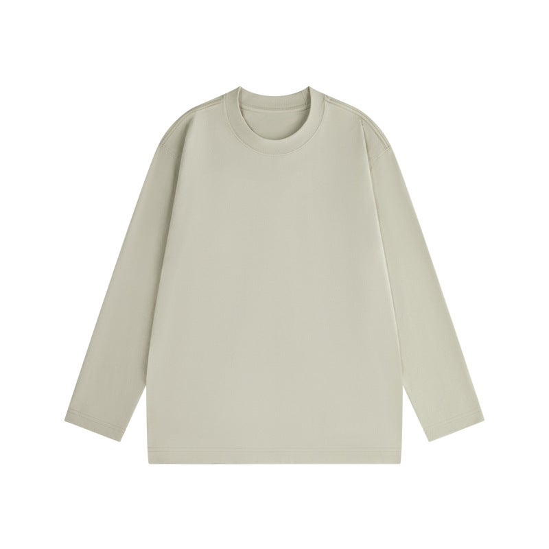 Mens Solid 230g Long Sleeve Tee Autumn Winter New White Loose Fit Crew Neck Shirt 230g-lotus purple  - Image 3