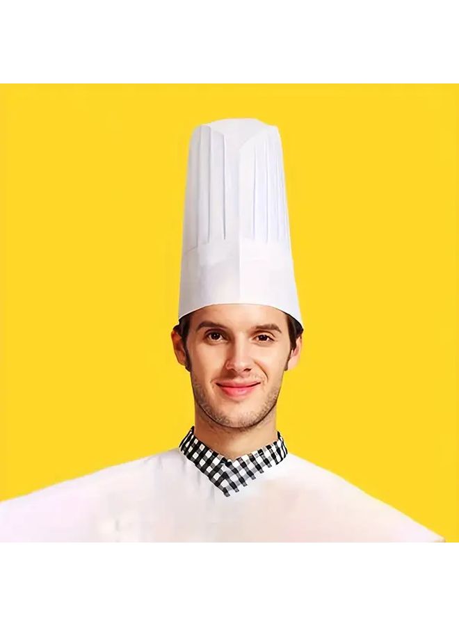 5pcs White High Dome Non Woven Disposable Chef Hats For Home Kitchens And Restaurants - Image 2